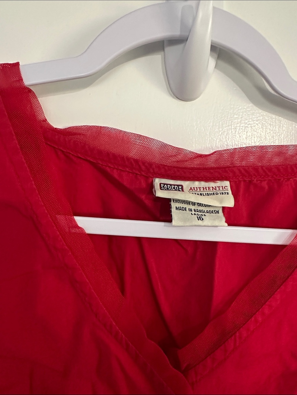 Faded Glory Red V-Neck Dress Size 16 100% Cotton. - Picture 3 of 8